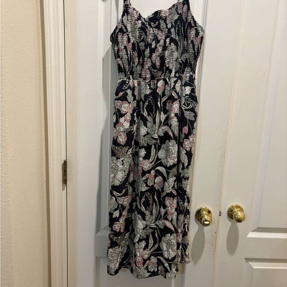 Old Navy Black and Pink Floral Midi Dress
